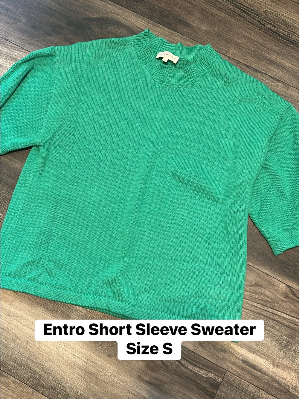 entro Short Sleeve Crewneck Sweater in Bright Teal Green